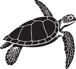 Sea turtle in flight silhouette vector, Flying sea turtle black design © jakircreativedesign