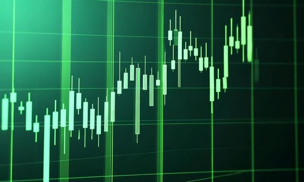 Green graph with bars and lines over a grid