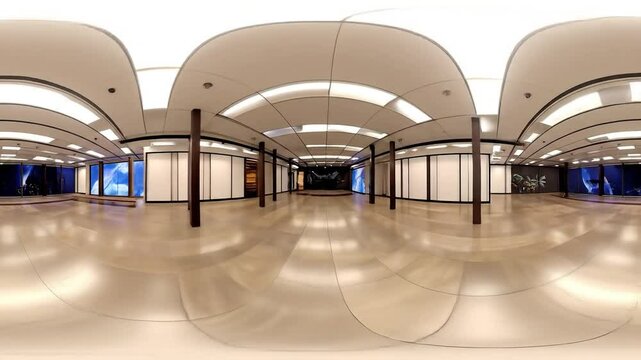 Empty Modern Hallway With Beige Flooring And White Walls