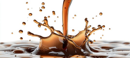 Crowned pouring delight reveals intricate liquid movement in an elegant coffee drink presentation.