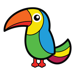 Vibrant cartoon coloring page with geometric elements and bold outlines