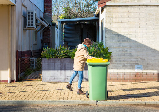 Putting rubbish bin out on the street