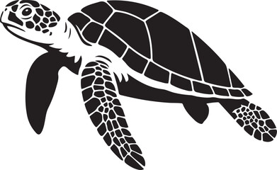 Sea turtle silhouette graceful black, Bold underwater turtle sketch