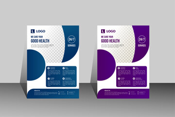 Modern Health Flyers: Showcasing modern health flyers in a professional display, these designs highlight the theme of good health and wellness. Clean, vibrant colors, organized layouts.
