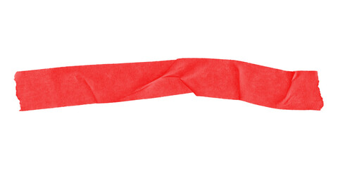 Overlapping red duct tape corners with fold lines isolated on transparent background – layered...
