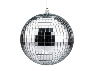 Fototapeta premium Hanging Silver Disco Ball – Party Decoration PNG 