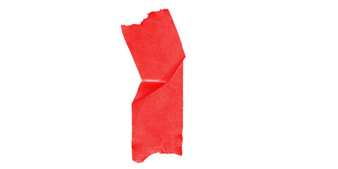 Torn piece of red duct tape vertically isolated on transparent background – rugged adhesive...