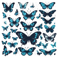 set of vector butterflies