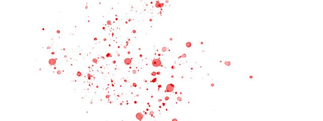 Scattered small red blood splatter on transparent background – isolated horror element for game...