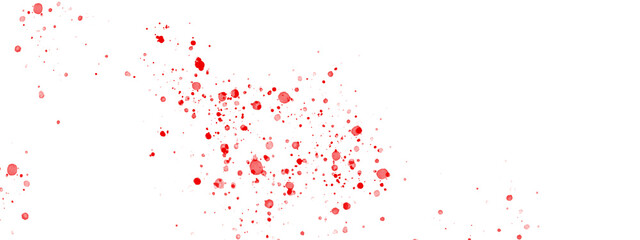 Scattered red blood drops isolated on transparent background – horror-themed texture for thriller...