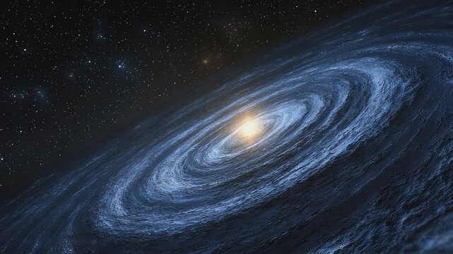 Celestial Swirl: A breathtaking visualization of a spiral galaxy unfurls, showcasing its luminous core and intricate swirling arms, an ode to the endless expanse of the cosmos.