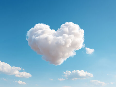 Heart-Shaped Cloud in Blue Sky Symbolizing Love and Hope (Romance Inspiration Nature)