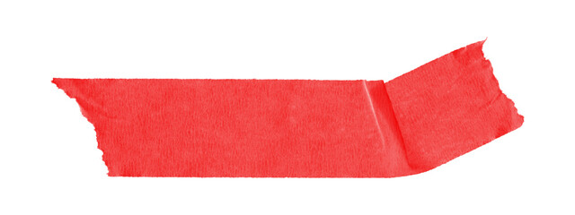 Flat red fabric band isolated on transparent background – high-resolution textile for use in...