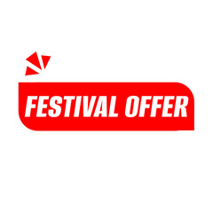 FESTIVAL OFFER png red colour, sale badge design, promo sticker