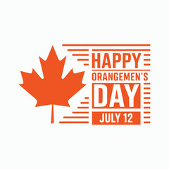 Happy Orangemen’s Day Canada Maple Leaf Banner Vector Illustration