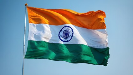 Indian flag waving high patriotic symbol of india national identity tricolor saffron white green