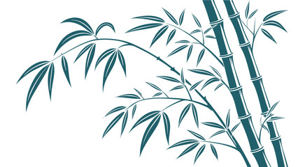 Naklejka premium Japanese-style bamboo ink illustration painting in white background vector illustration 