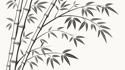 Fototapeta premium Japanese-style bamboo ink illustration painting in white background vector illustration 