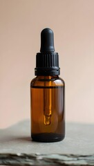 Amber glass dropper bottle mockup for essential oils serum and cosmetic products skincare product