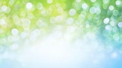 Obraz premium Abstract Green and Blue Bokeh Background, Soft Light Blurred Circles, Spring Summer Nature Theme