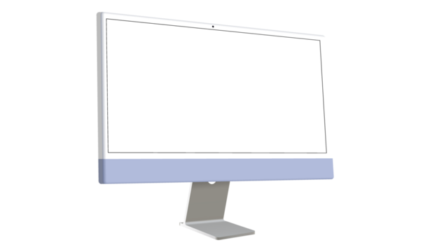 PNG Computer monitor display with empty screen isolated on transparent background.
