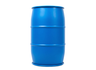 Bright blue plastic barrel container isolated on transparent background
