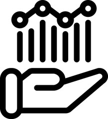 Statistics hand icon with line and simple style