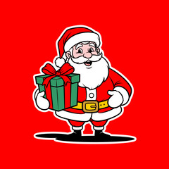 santa claus with gift box