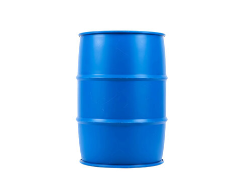 Bright blue plastic barrel container isolated on transparent background
