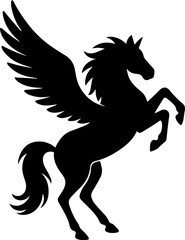 silhouette of unicorn wiged flying.eps