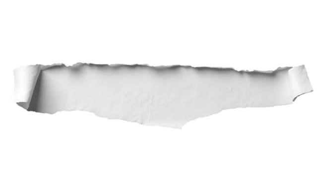 Ripped torn paper edges isolated with clipping path on black background