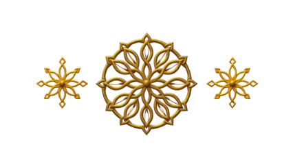 Golden flower of life symbol in three variations yoga sacred geometry zen icon with gold texture iso