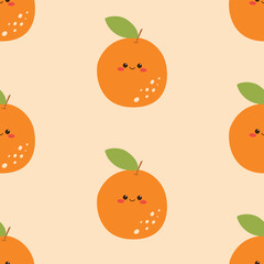 Cute orange seamless pattern background. Vector illustration cartoon flat style
