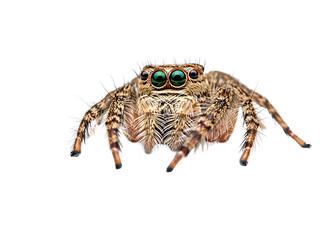Detailed macro view of spider with long legs isolated on transparent background