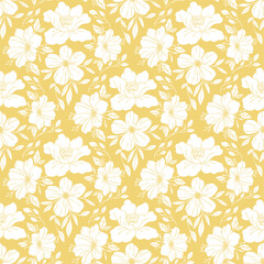 yellow seamless pattern with flowers