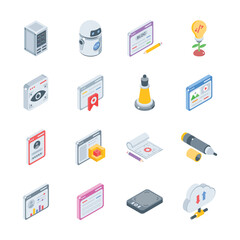Grab this amazing bundle showing development services isometric icons