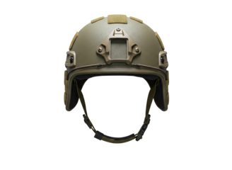 Tactical military helmet with night vision goggles isolated on transparent background