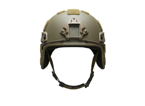 Tactical military helmet with night vision goggles isolated on transparent background
