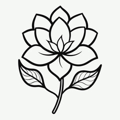 Simple black and white cartoon Flower coloring page for children