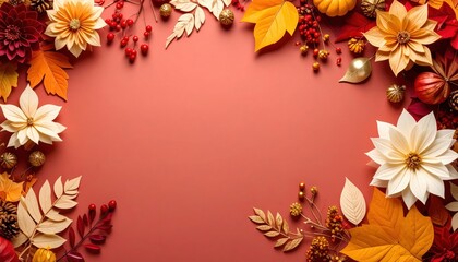 Autumn floral arrangement studio decorative art warm colors top-down view seasonal celebration