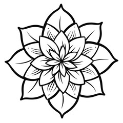 Simple black and white cartoon Flower coloring page for children