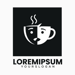 Creative Coffee Cup with Dual Emotion Face Logo
