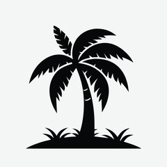 Fototapeta premium Palm Tree Silhouette Vector Icon with Tropical Island Vibe
