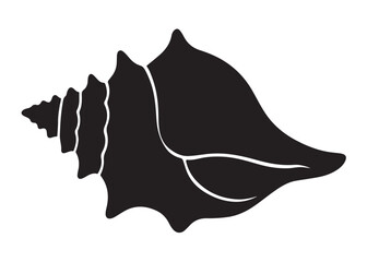 conch shell logo silhouette vector, conch shell logo icon silhouette, silhouette seashell aquatic animal black design, ornate black seashell logo silhouettes vector on a white background