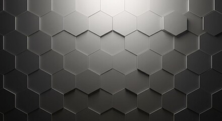 Naklejka premium Abstract Hexagon Pattern Dark Gray 3D Geometric Background