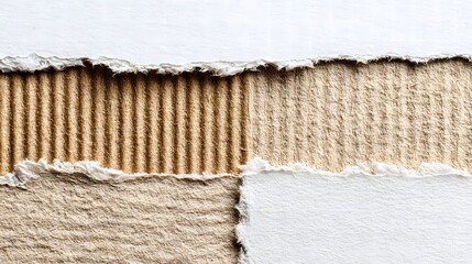 Torn Paper Collage Texture Background with Cardboard and Handmade Paper