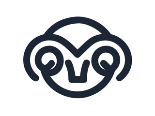 Obraz premium Silhouette of a ram, perfect for design elements and animal icons. A clean, bold silhouette of a ram, facing to the side, against a plain white background. 