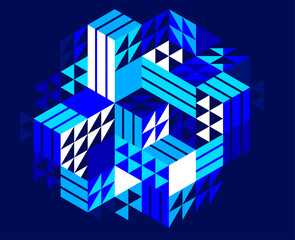 Isometric 3D cubes vector abstract geometric background, abstraction art polygonal graphic design wallpaper, cubic shapes and forms lowpoly composition over dark.