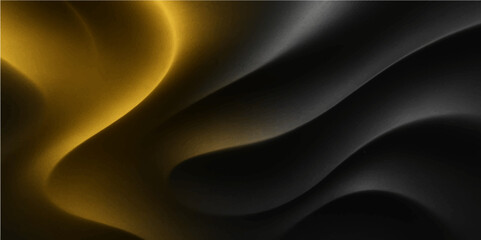 Dark abstract background with silky golden light waves and layered soft reflections
