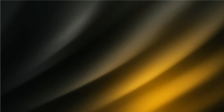 Abstract black and yellow background with glossy gradients and smooth lighting flow